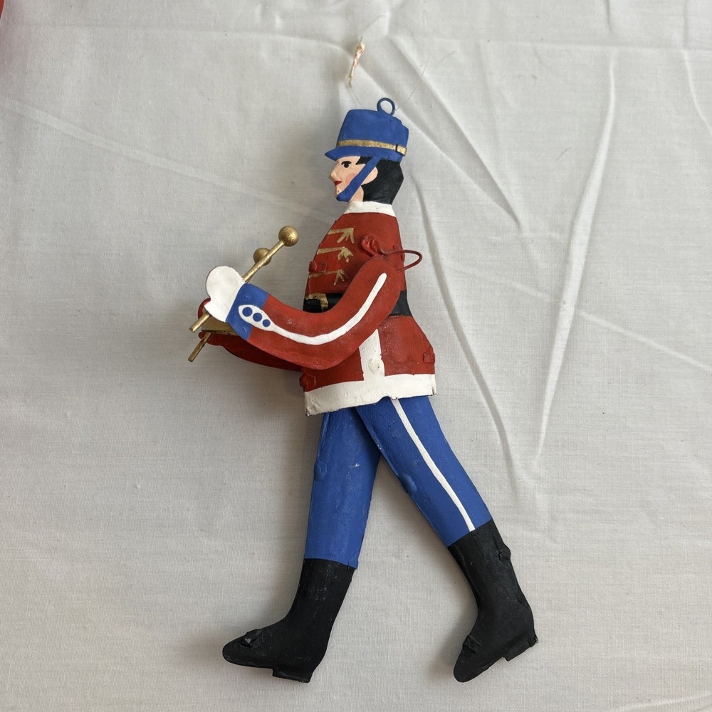 Vintage Dept 56 Marching Band Metal Christmas Ornament 3D Moveable Legs
